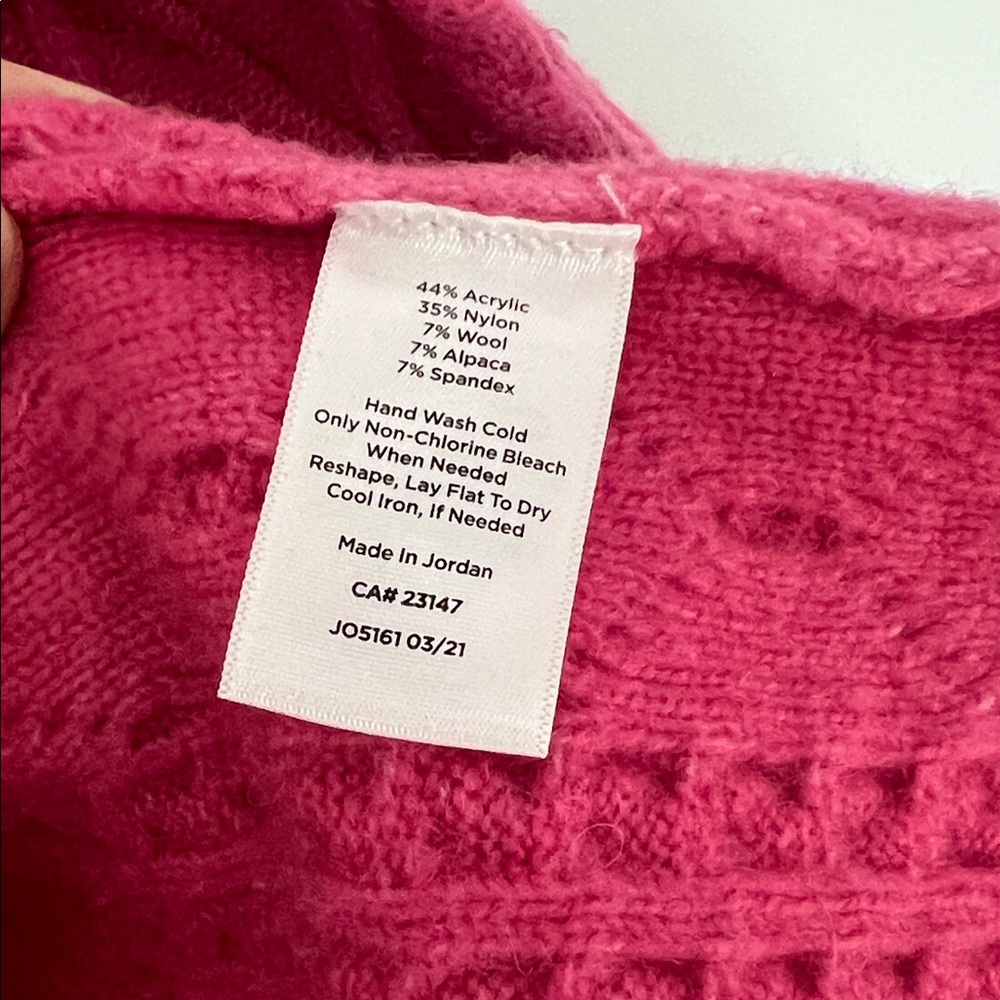 Talbots Fuchsia Cable Knit Cardigan - Picture 3 of 3